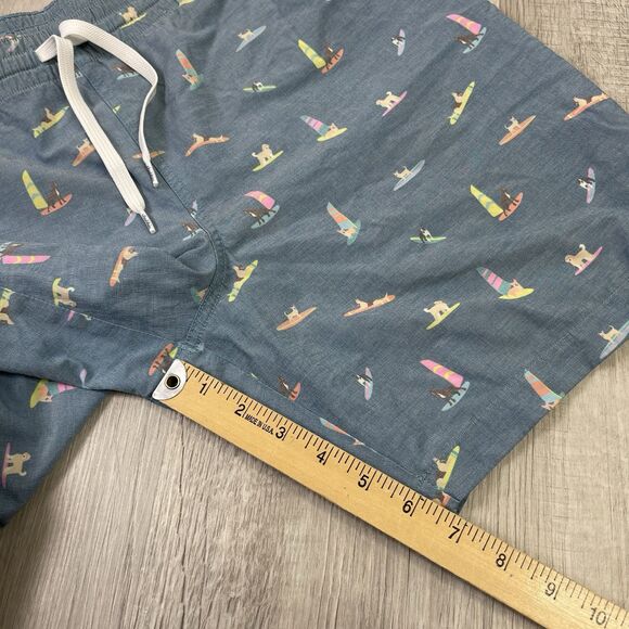 Chubbies Mens Swim Trunks Medium Blue Dogs Surfing Lined Swimming Beach EUC O - Picture 9 of 10